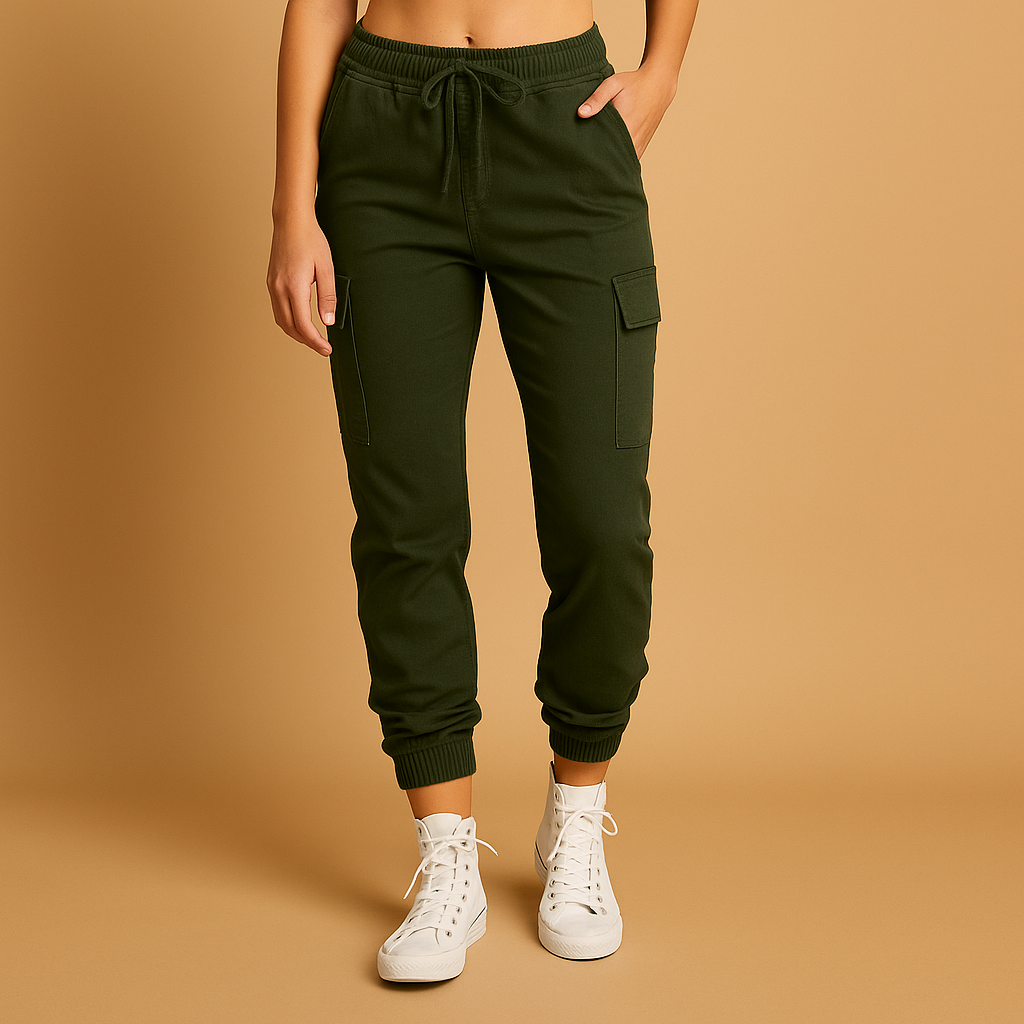 Dames Haute Taille Slim Cargo Broek