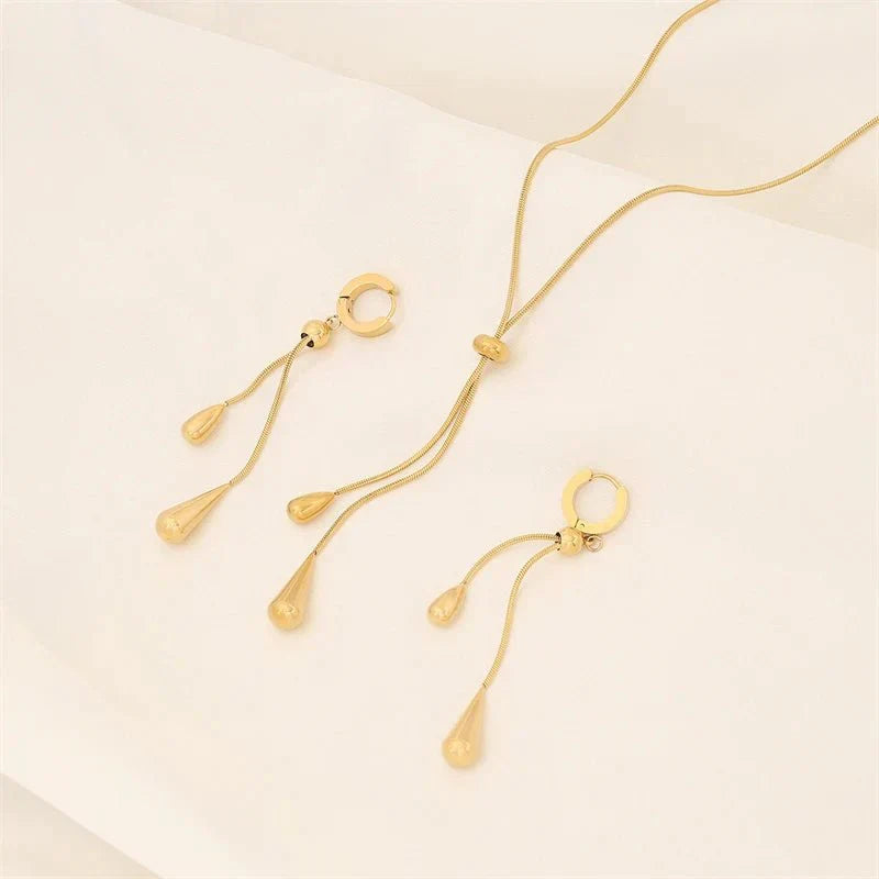 Ismara - Adjustable Pull Droplet Necklace & Earrings — designed to inspire your lifestyle.