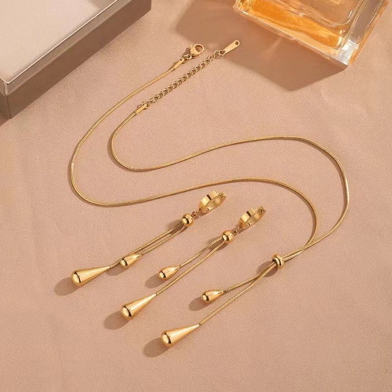 Ismara - Adjustable Pull Droplet Necklace & Earrings — designed to inspire your lifestyle.
