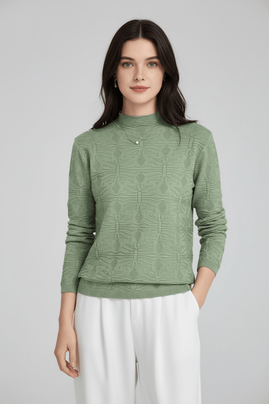 Vrouwen Textured Knit Jumper met Mock Neck en Slim Fit
