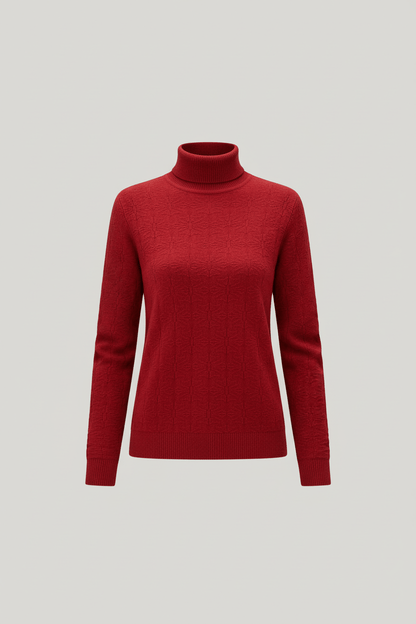 Vrouwen Textured Knit Jumper met Mock Neck en Slim Fit