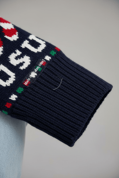 Dames Cropped Jacquard Gebreide Trui met Feestelijke Grafiek