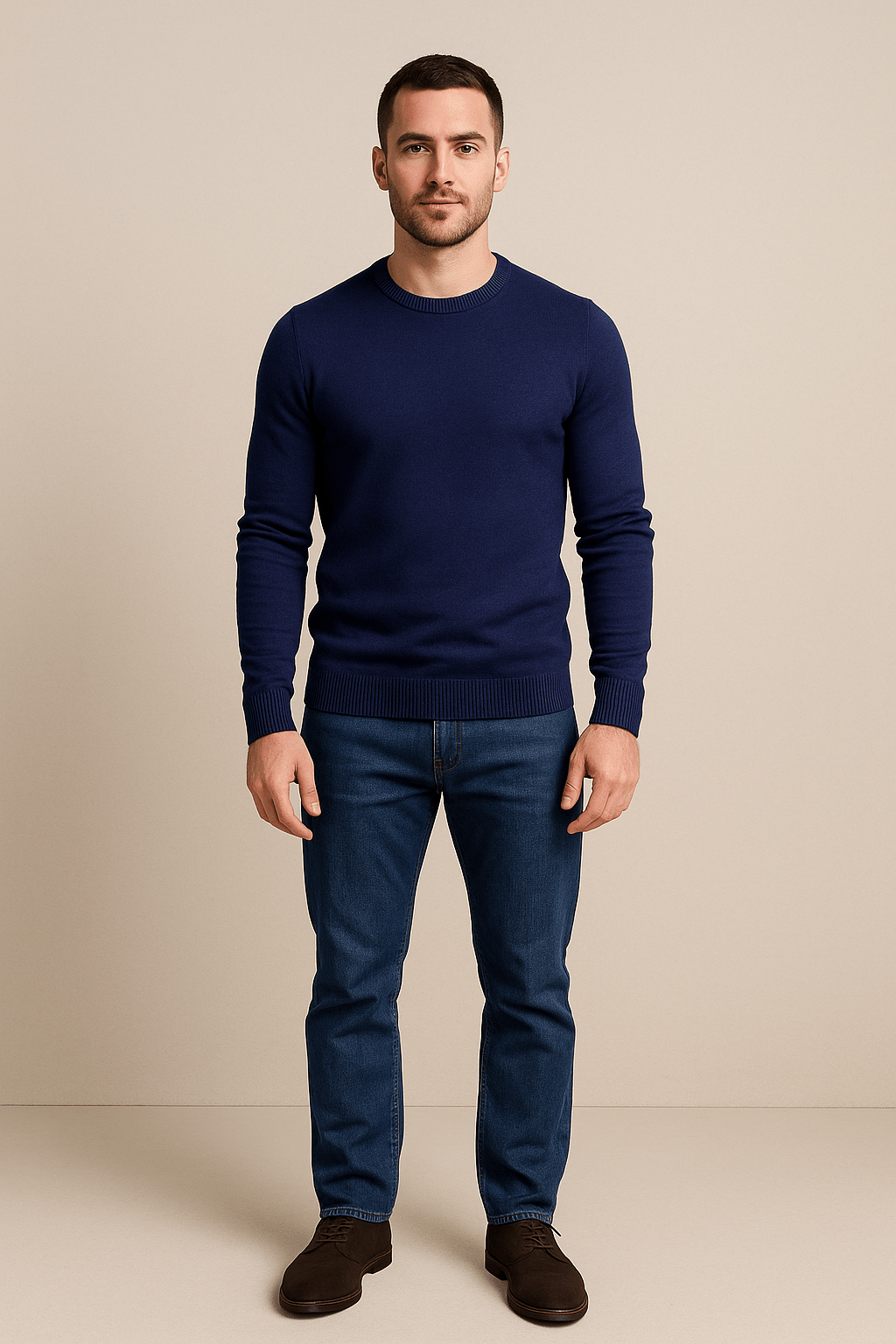 Herren Rundhals-Pullover – Reguläre Passform Strickpullover