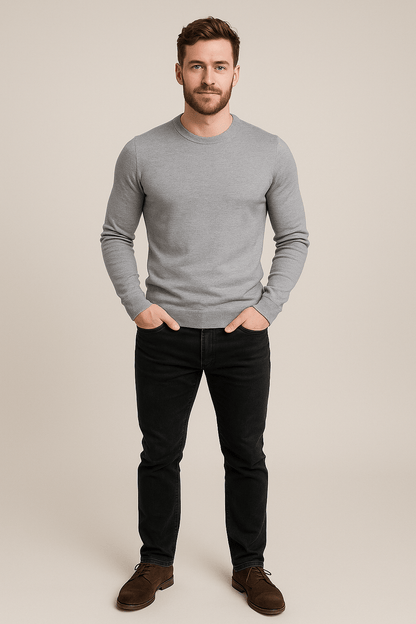Pull à col rond pour hommes – Pull Gebreide Regular Fit