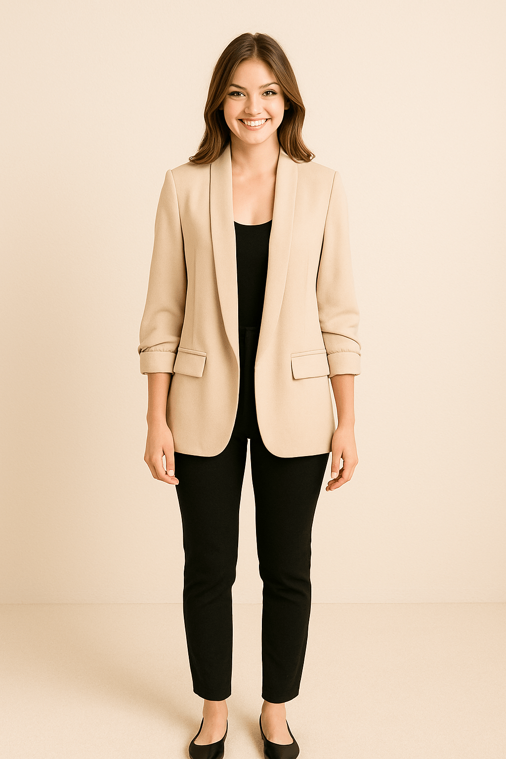 Vrouwen Lichtgewicht Blazer – Opgerolde Mouwen Laagjesstuk
