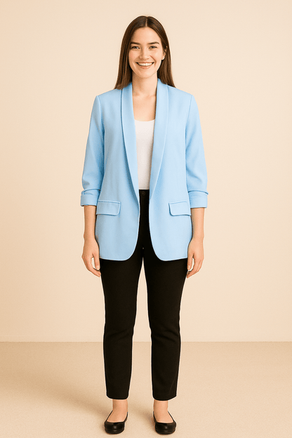 Vrouwen Lichtgewicht Blazer – Opgerolde Mouwen Laagjesstuk