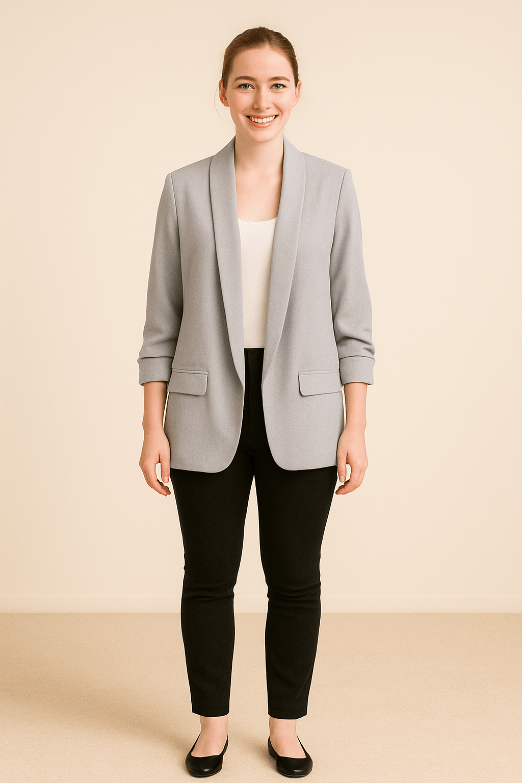 Vrouwen Lichtgewicht Blazer – Opgerolde Mouwen Laagjesstuk