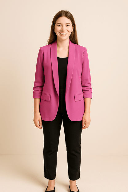 Vrouwen Lichtgewicht Blazer – Opgerolde Mouwen Laagjesstuk