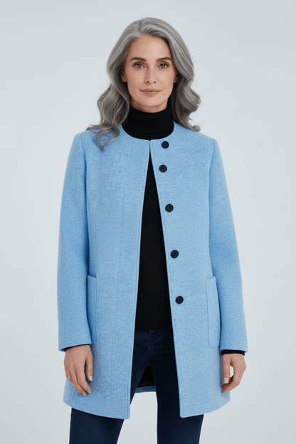 Dames Lange Jas | Veste Staande Kraag avec coupe ajustée et bouton ouvert