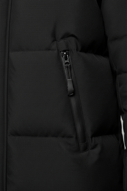 Heren Geïsoleerde Waterafstotende Lange Jas met Capuchon