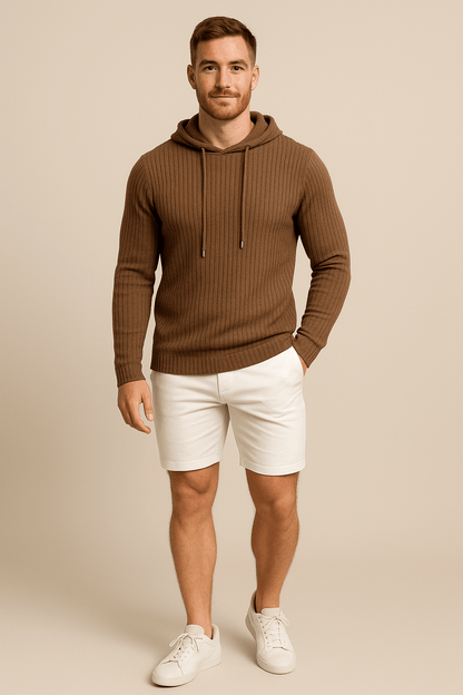 Sweat à capuche Rippstrick pour hommes – Slim Fit avec cordon de serrage