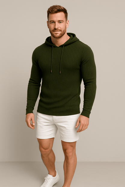 Sweat à capuche Rippstrick pour hommes – Slim Fit avec cordon de serrage