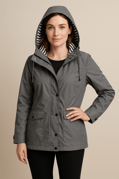 Dames Mid-Length Regenjas avec Verstelbare Kap