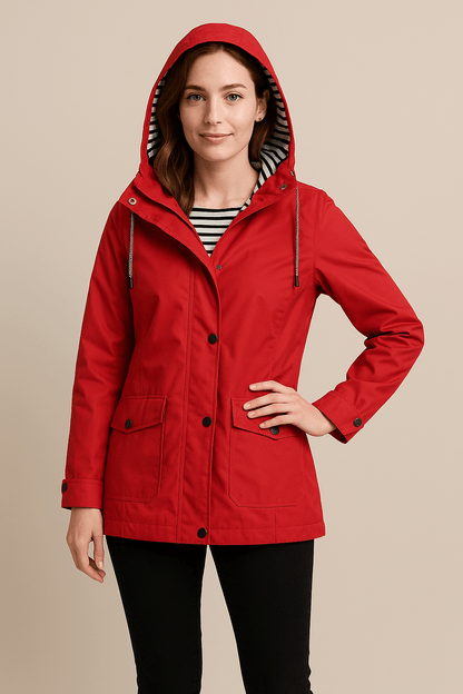 Dames Mid-Length Regenjas avec Verstelbare Kap