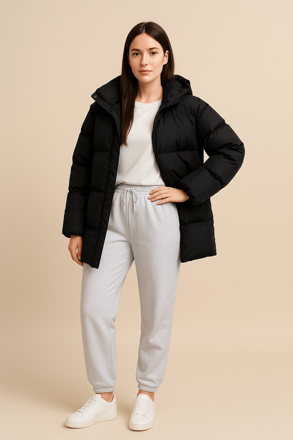 Dames Oversize Gequilted Puffer Jacket avec Waterafstotende Capuchon