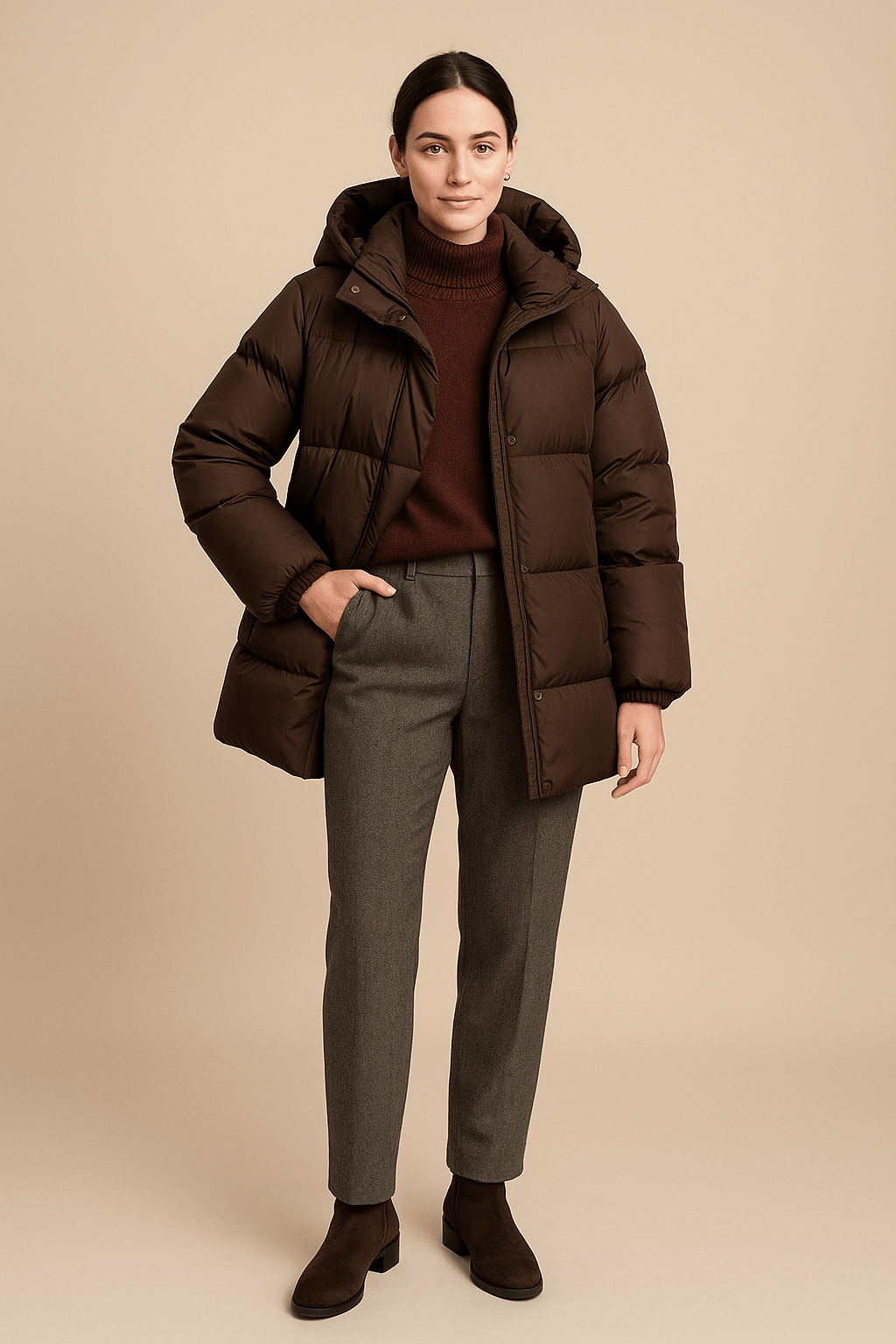 Dames Oversize Gequilted Puffer Jacket avec Waterafstotende Capuchon