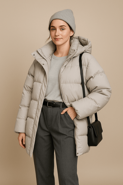 Dames Oversize Gequilted Puffer Jacket avec Waterafstotende Capuchon