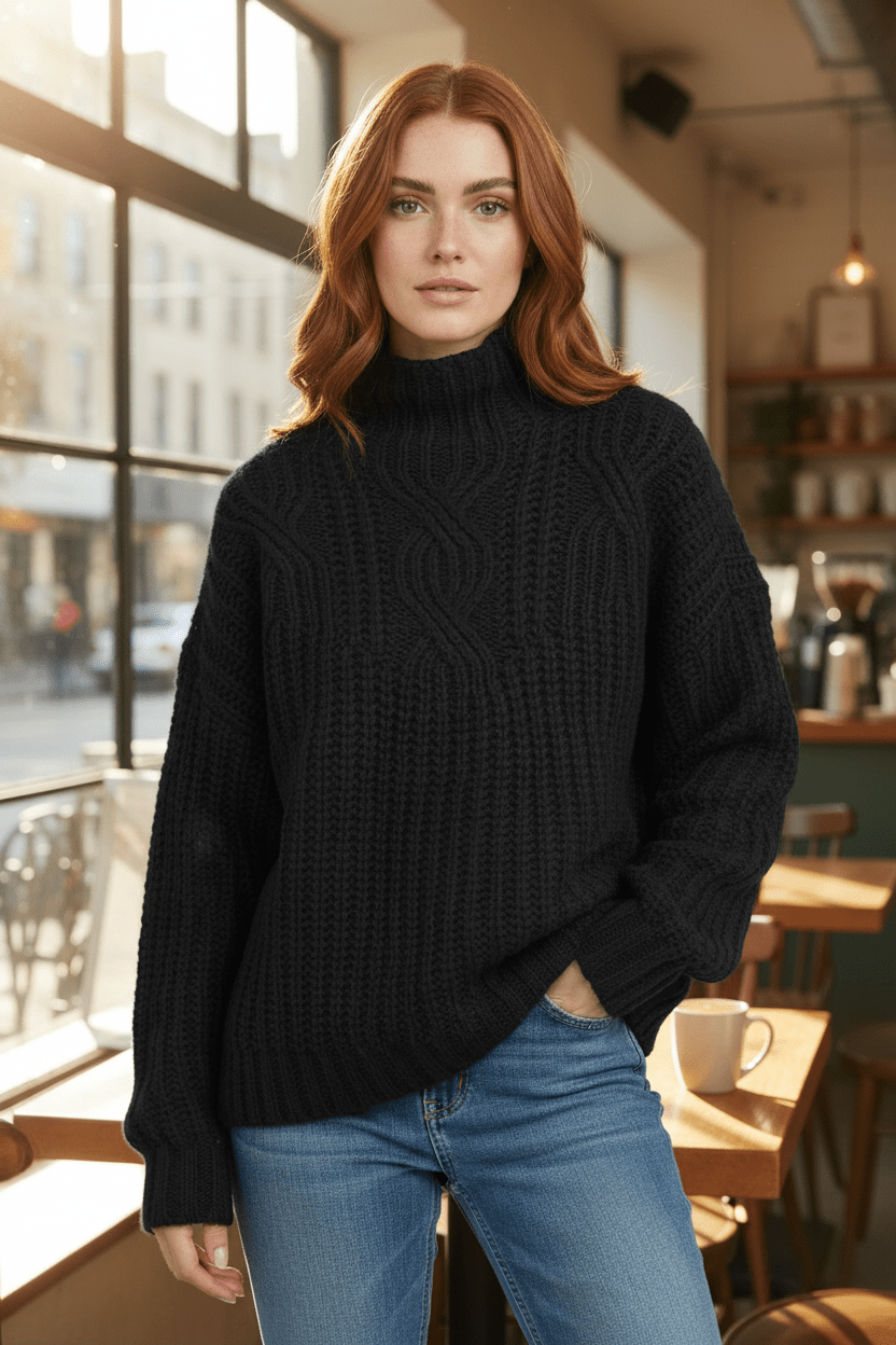 Pull-over pour femme avec hohem Kragen