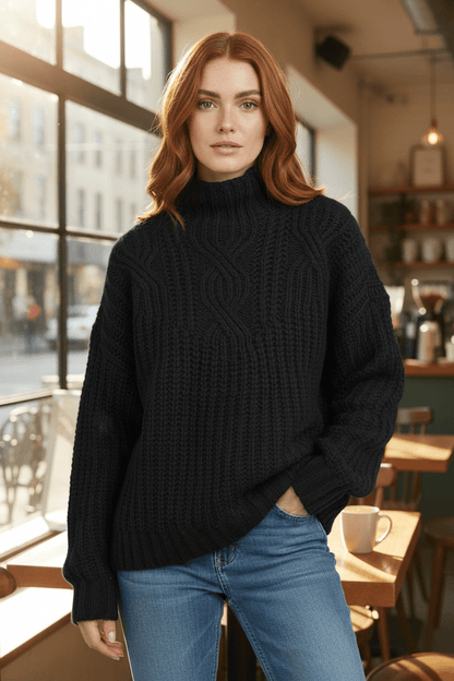 Pull-over pour femme avec hohem Kragen