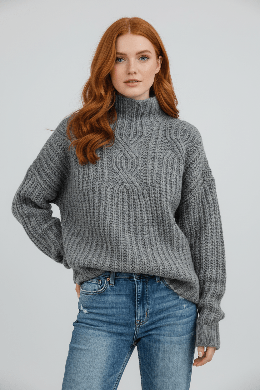 Pull-over pour femme avec hohem Kragen