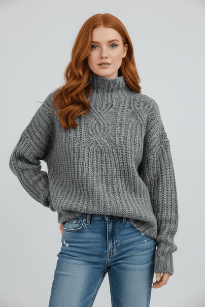 Pull-over pour femme avec hohem Kragen