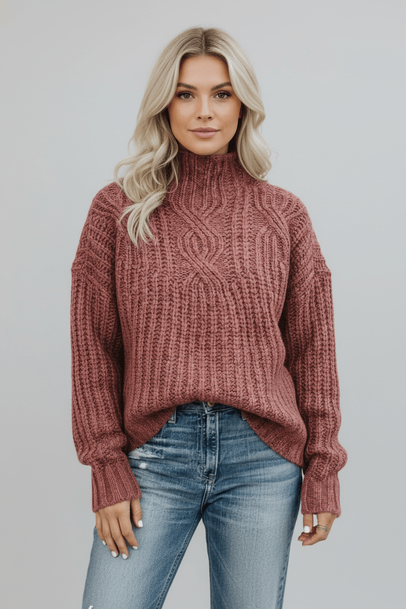 Pull-over pour femme avec hohem Kragen