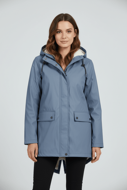 Damen Kapuzen-Trenchcoat | Wasserabweisender, mittellanger Mantel mit taillierter Passform