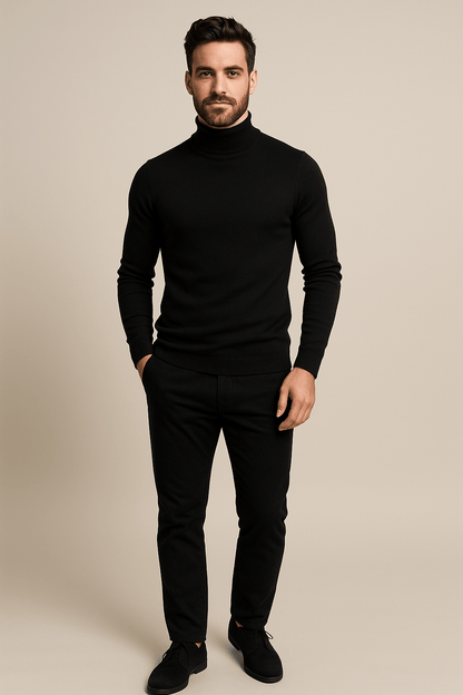 Herren Slim Fit Rollkragenpullover – Klassischer Strickpullover