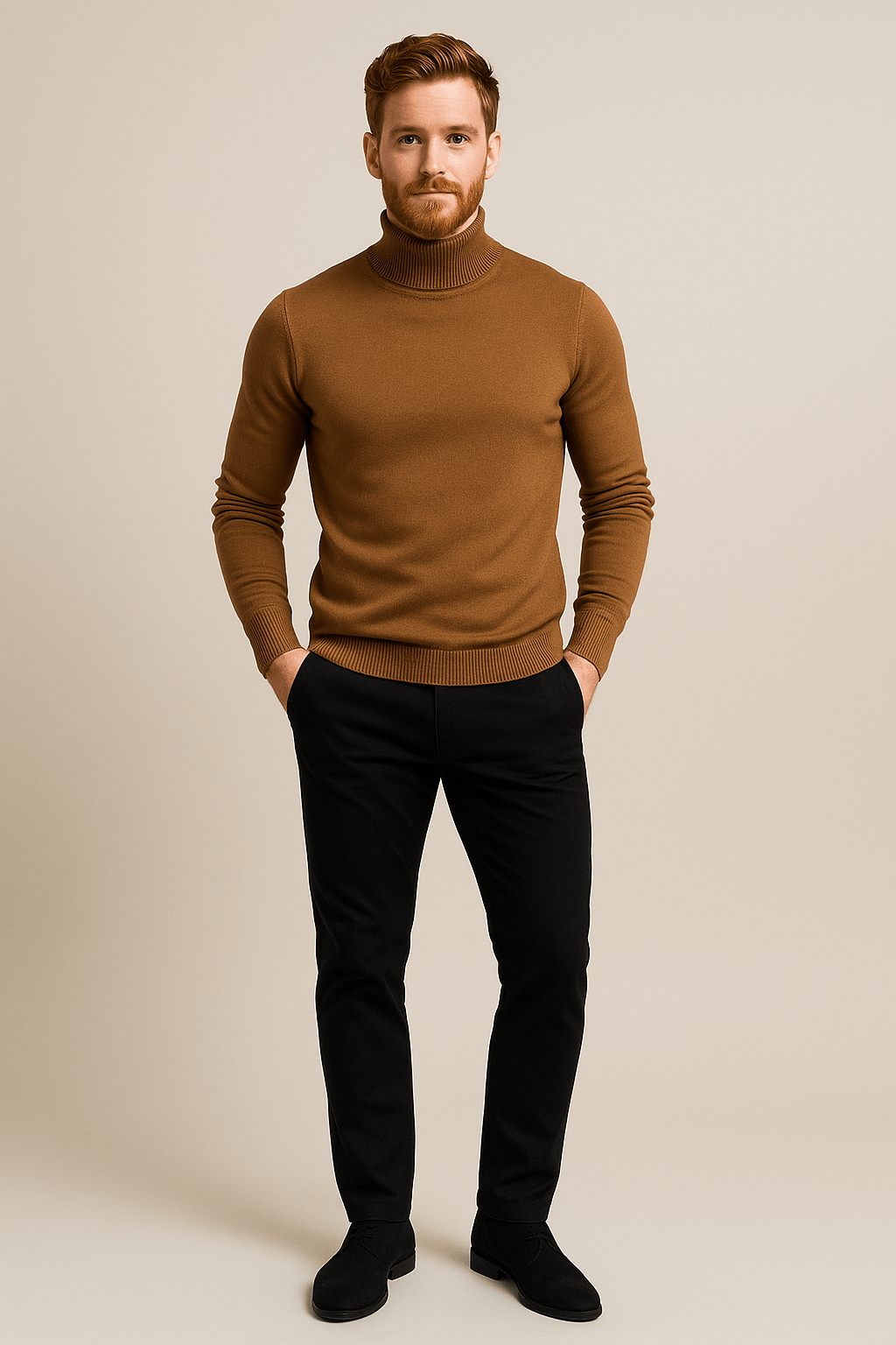 Herren Slim Fit Rollkragenpullover – Klassischer Strickpullover