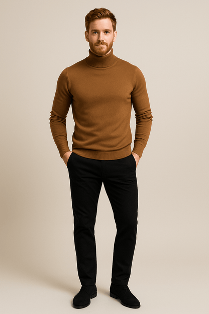 Herren Slim Fit Rollkragenpullover – Klassischer Strickpullover