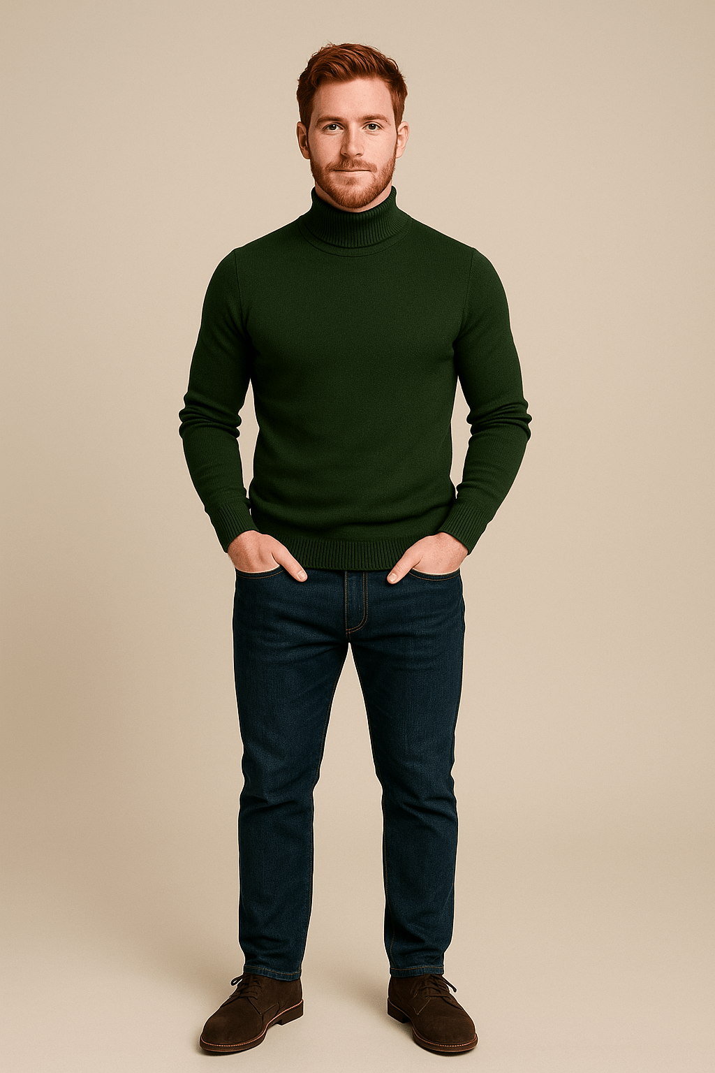 Herren Slim Fit Rollkragenpullover – Klassischer Strickpullover