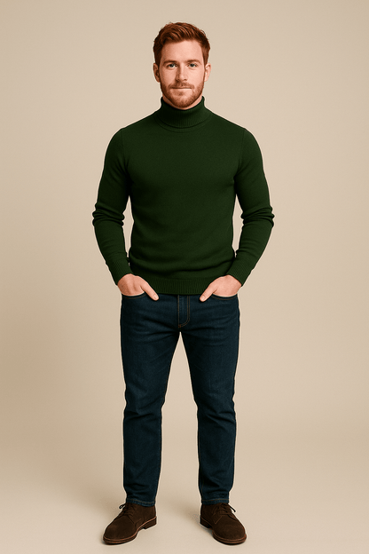 Herren Slim Fit Rollkragenpullover – Klassischer Strickpullover
