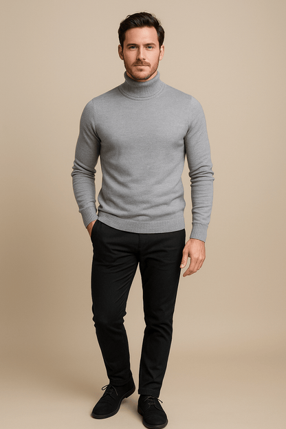 Herren Slim Fit Rollkragenpullover – Klassischer Strickpullover