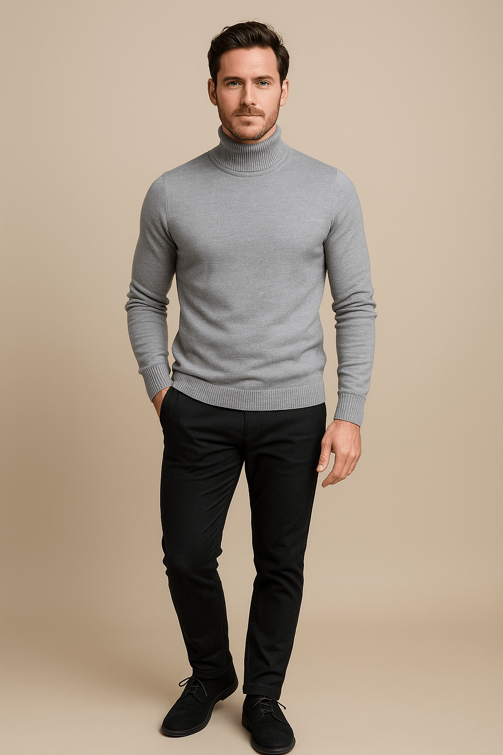 Hommes Slim Fit Coltrui – Klassieke Gebreide Pull