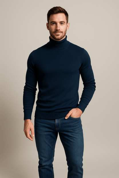 Herren Slim Fit Rollkragenpullover – Klassischer Strickpullover