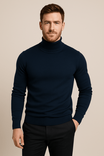 Herren Slim Fit Rollkragenpullover – Klassischer Strickpullover