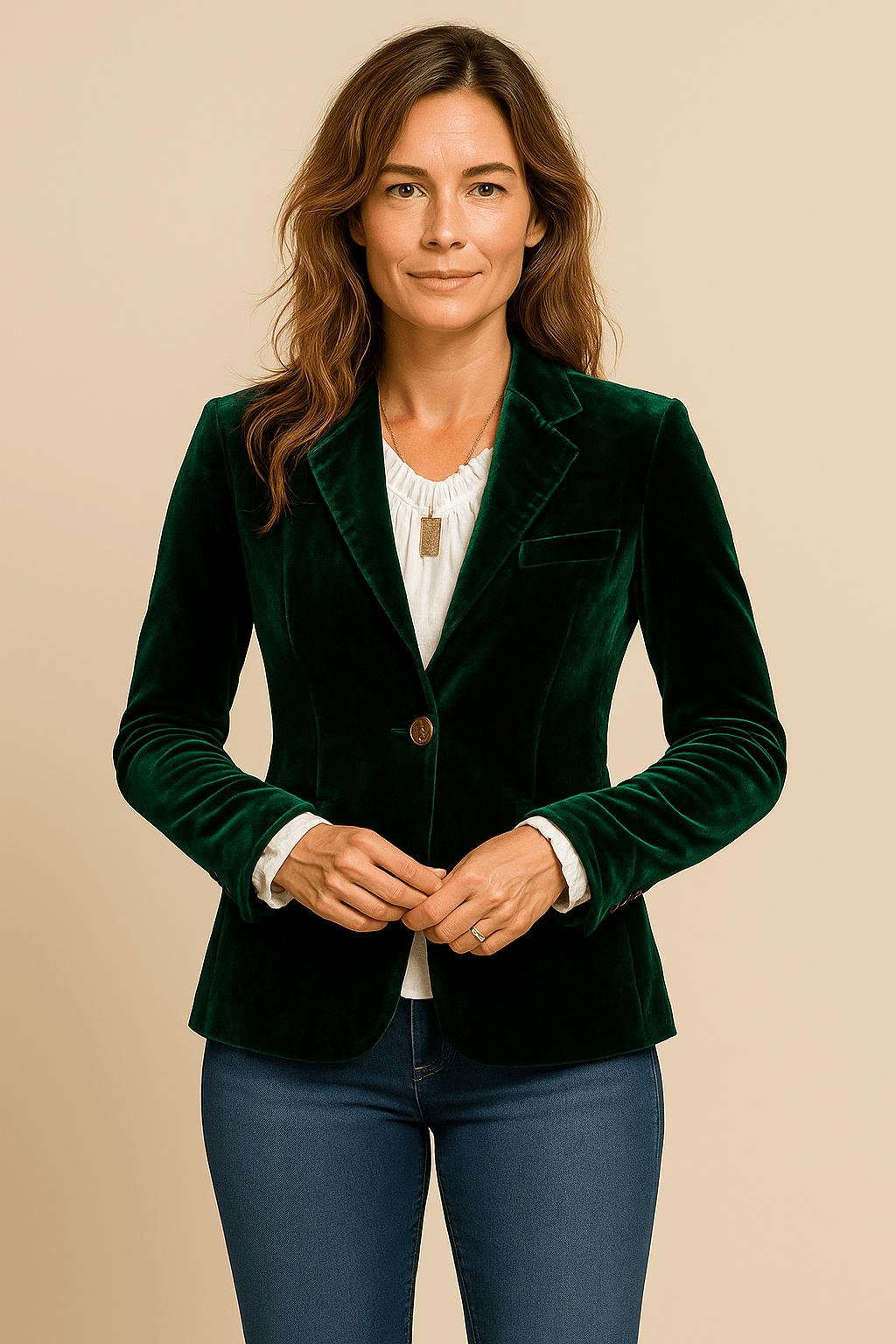 Vrouwen Retro Revers Blazer – Slim Fit Kantoorjacket met Zakjes