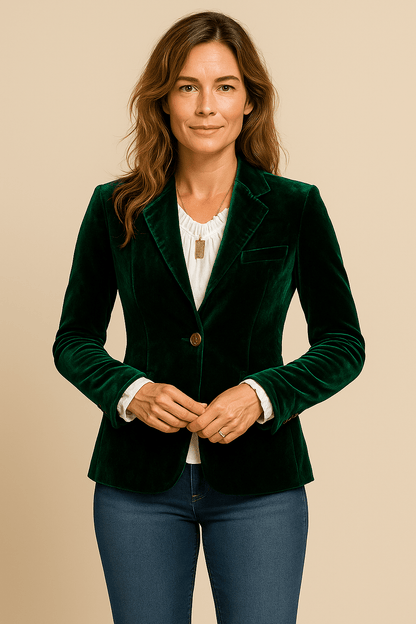 Vrouwen Retro Revers Blazer – Slim Fit Kantoorjacket met Zakjes