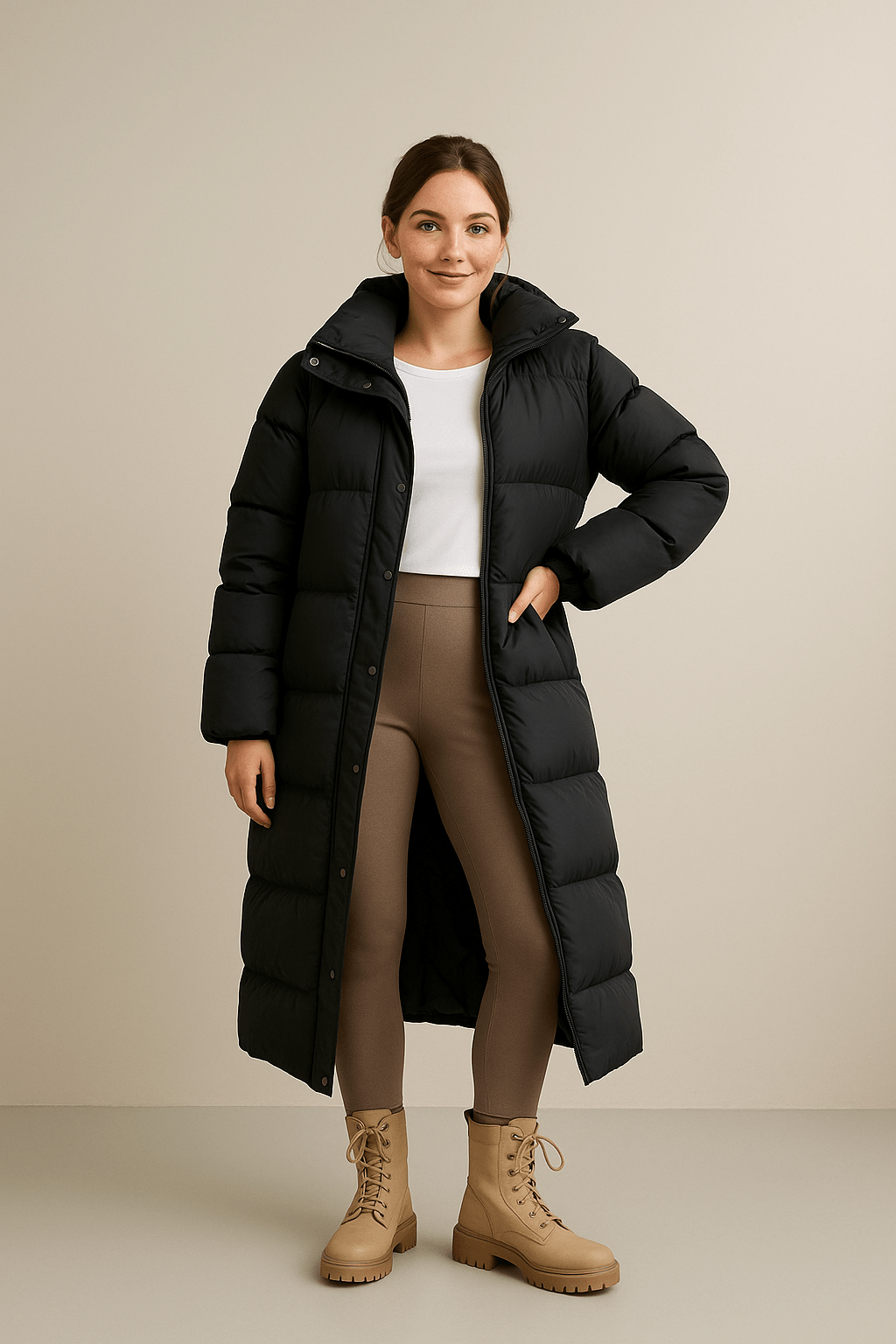 Damen Stepp Oversize Daunenjacke mit Kapuze