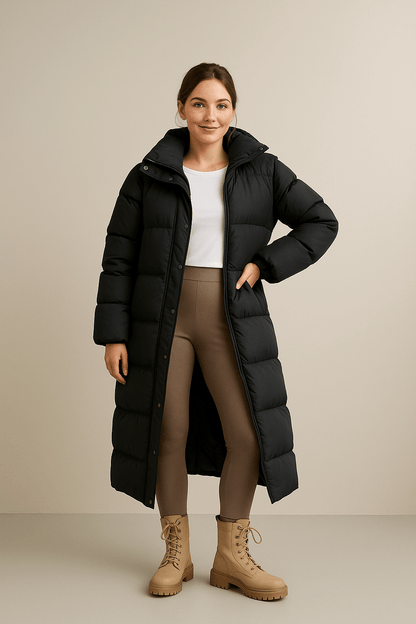 Damen Stepp Oversize Daunenjacke mit Kapuze