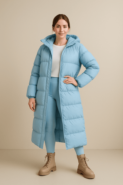 Damen Stepp Oversize Daunenjacke mit Kapuze