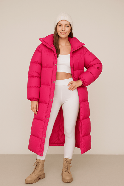 Damen Stepp Oversize Daunenjacke mit Kapuze