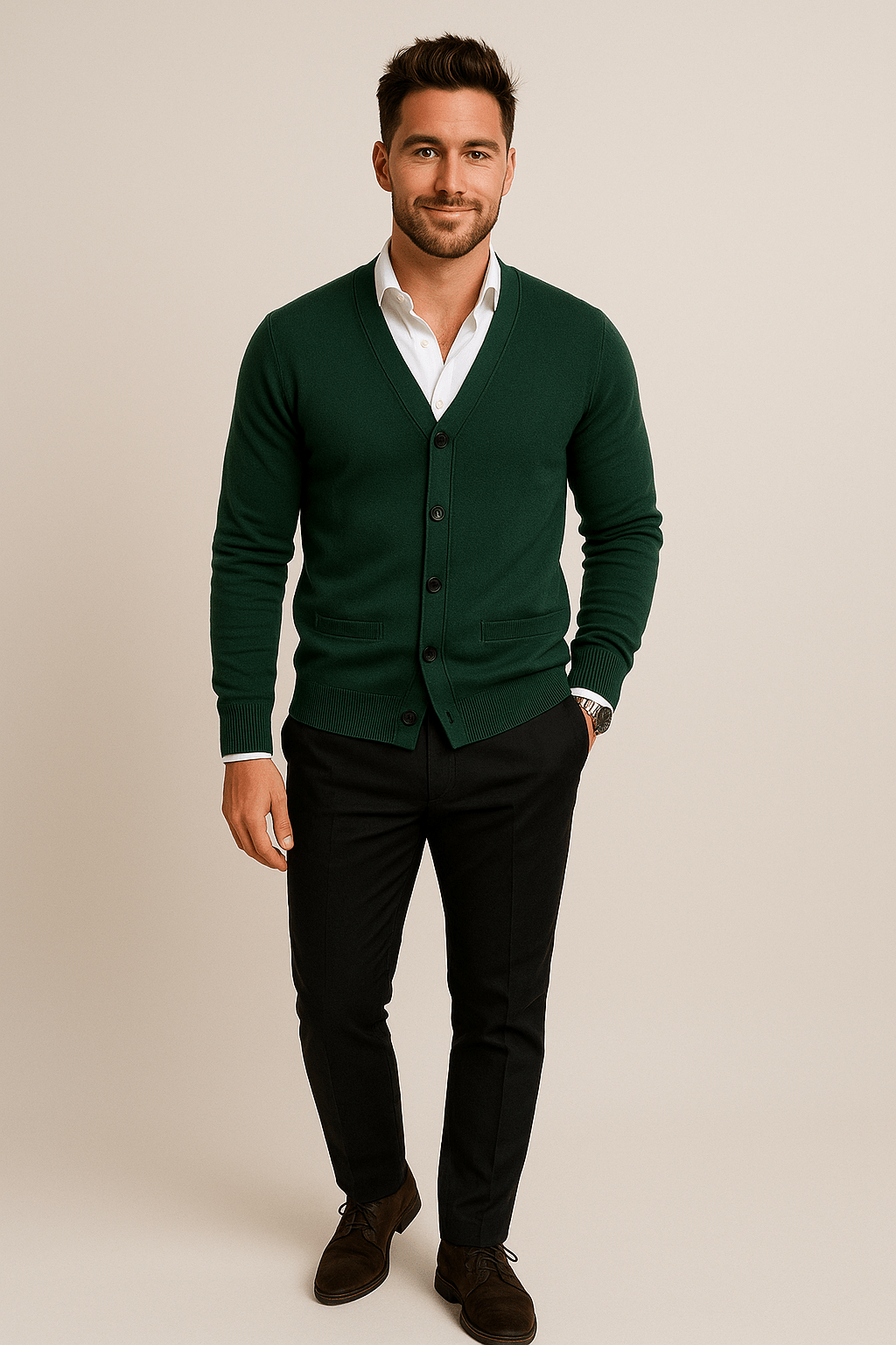 Cardigan Gebreide V-Hals Homme | Tailored Fit et Verfijnd Laagstuk
