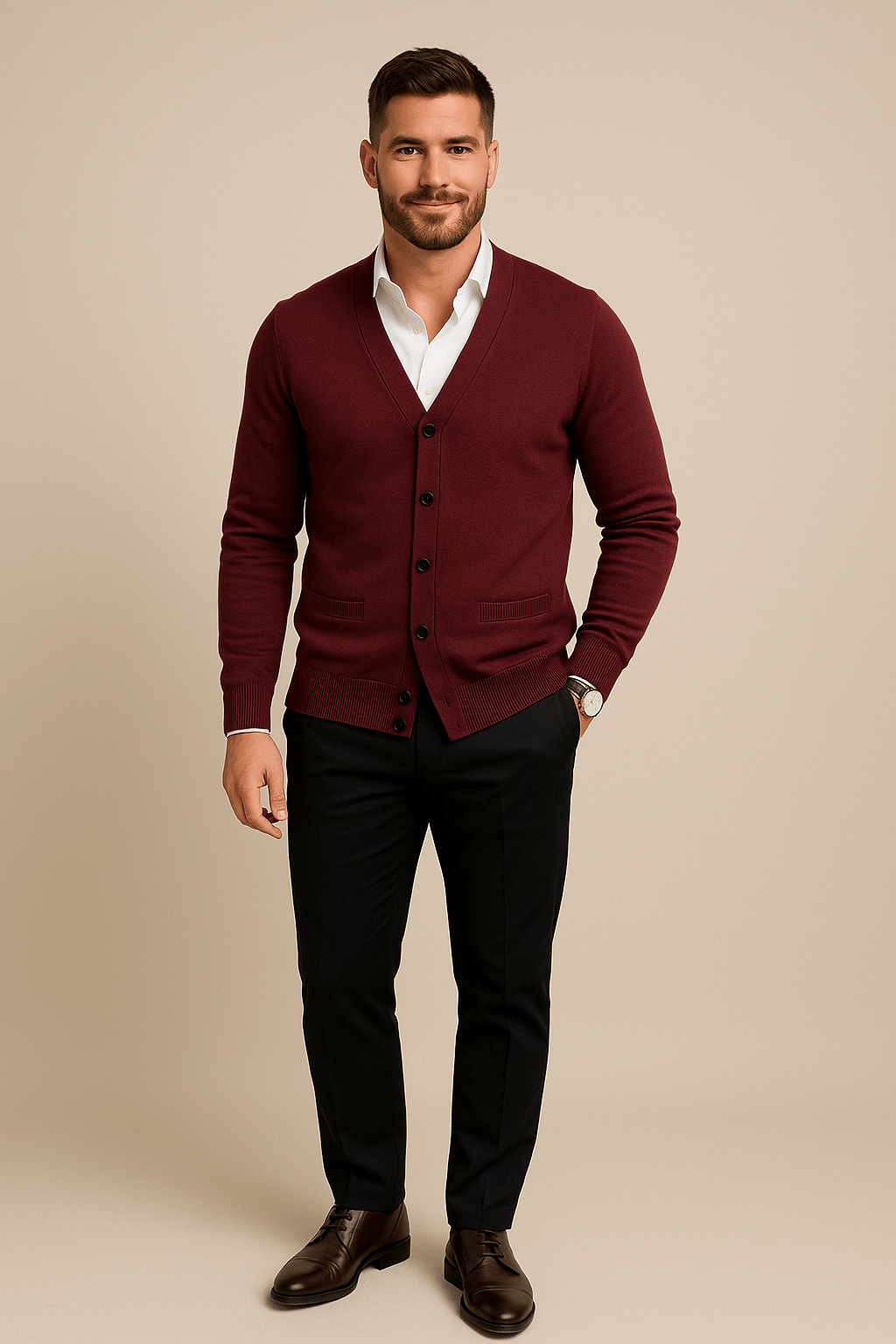 Cardigan Gebreide V-Hals Homme | Tailored Fit et Verfijnd Laagstuk