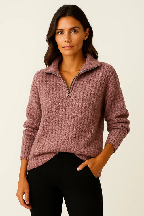 Damen Halbzip Pullover – Lässiger Pullover mit langen Ärmeln