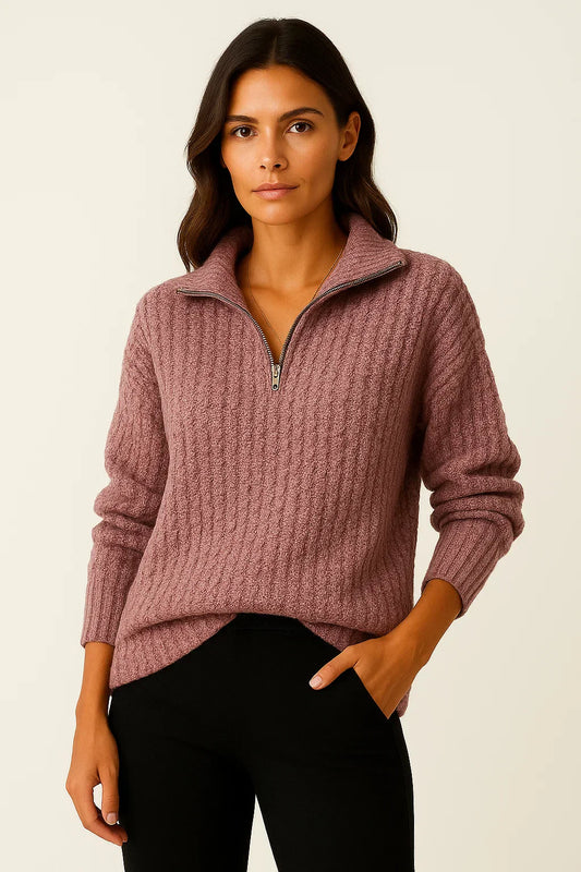 Damen Halbzip Pullover – Lässiger Pullover mit langen Ärmeln