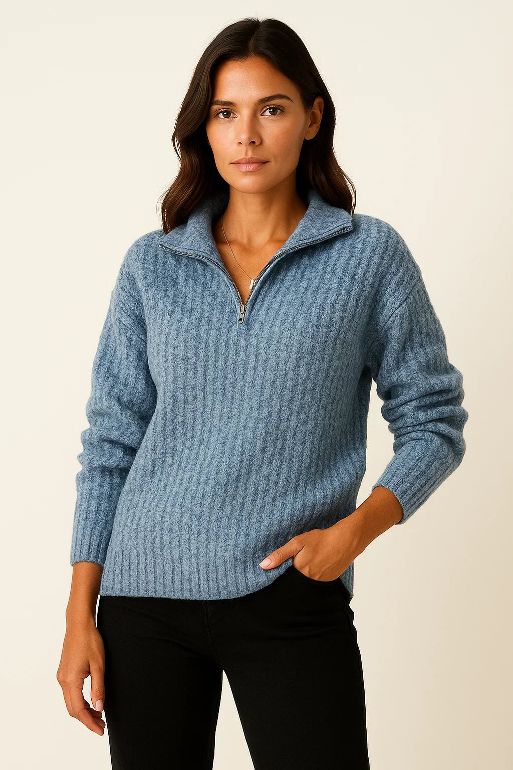 Pull demi-zippé pour femmes – Casual Trui met Lange Mouwen