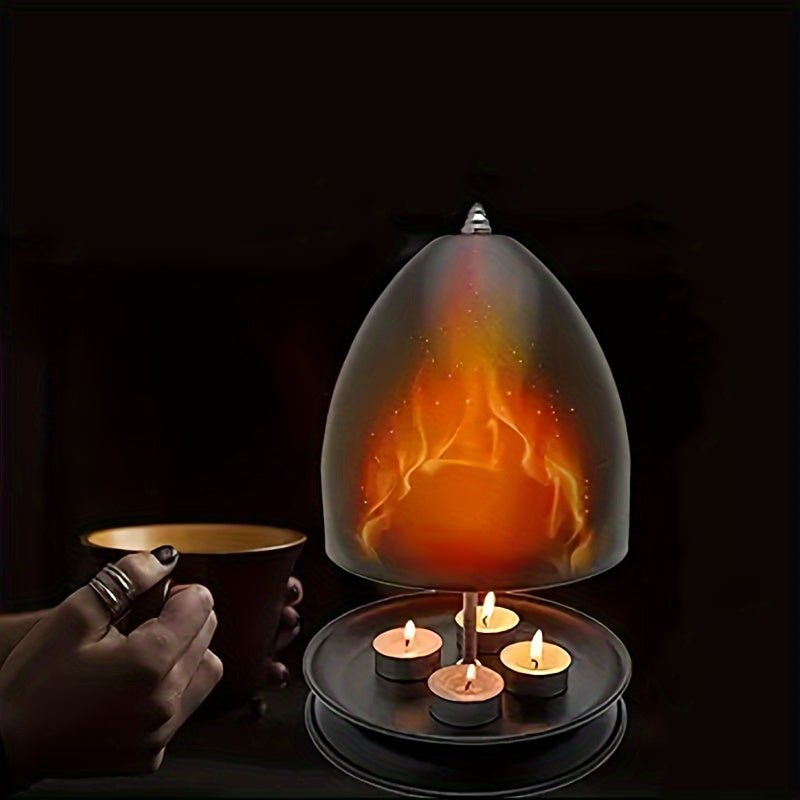 Black Tea Light Candle Warmer Kit with Hand Warmer & Holder - Flameless Heating for Home & Garden