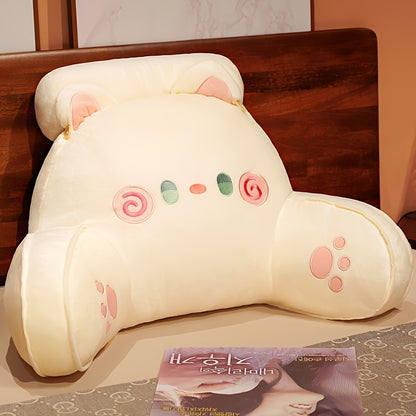 Cuddle Cushion Jumbo Cartoon Cat Plush Pillow - Thick Waist Support for Office, Car, Sofa - Cozy Gray