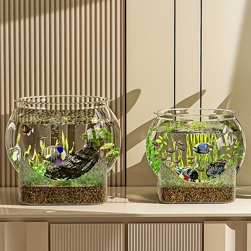 Clear Round Fish Tank - Durable Break-Resistant Aquarium for Turtles & Small Fish